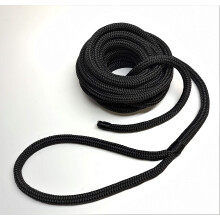 Dockline Double Braid Polyester Marine boat Mooring rope Spliced Dock Line Warps READY TO USE (Black, 14mm 10mt)
