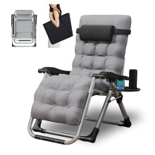 TRIOBLADE Outdoor Reclining Zero Gravity Chair with Cup Holder & Cushion, Adjustable Sun Loungers Folding Recliner Garden Chairs for Patio Garden