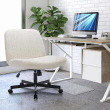 COLAMY Wide Office Chair, Padded Armless Task VanityChair Swivel Home Office Desk Chair 115Rocking Mid Back Ergonomic Computer Chair for Home