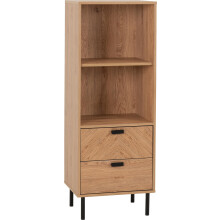 Seconique Leon 2 Drawer 2 Shelf Cabinet in Medium Oak Effect