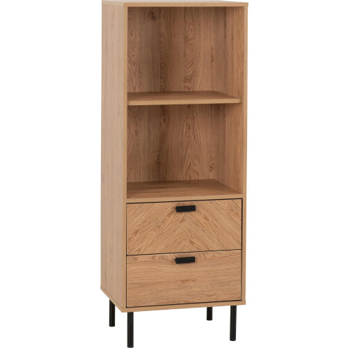 Seconique Seconique Leon 2 Drawer 2 Shelf Cabinet in Medium Oak Effect