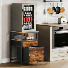 Herture Mini Fridge Stand with 3 Storage, Mini Fridge Cabinet, Beverage Fridge Table, Heavy Duty 46cm L * 46cm W Tabletop, for Dorm, Apartment,Office
