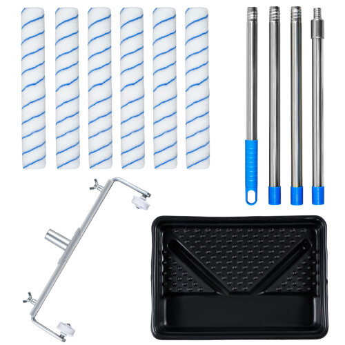 18 Inch Paint Roller Set Large Paint Roller with Adjustable Frame, Roller Sets for Painting with 6 PCS Rollers