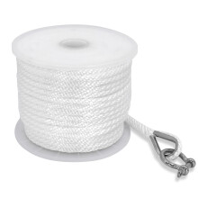 NewDoar Boat Anchor Rope 10mm 30M/50M Floating Polypropylene Rope, Braided Marine Dock Lines with Stainless Steel Thimble & Shackle