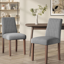 COLAMY Dining Chairs Set of 2 with Thick Seat Cushion, Fabric Chairs for Dining Room with Wood Legs and Ergonomic High Back