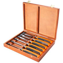 Bahco 424P-S6-EUR BH424P-S6-EUR Chisel in Wooden Box, Multi-Colour, 6/10/12/18/25/32 mm, Set of 6 Pieces