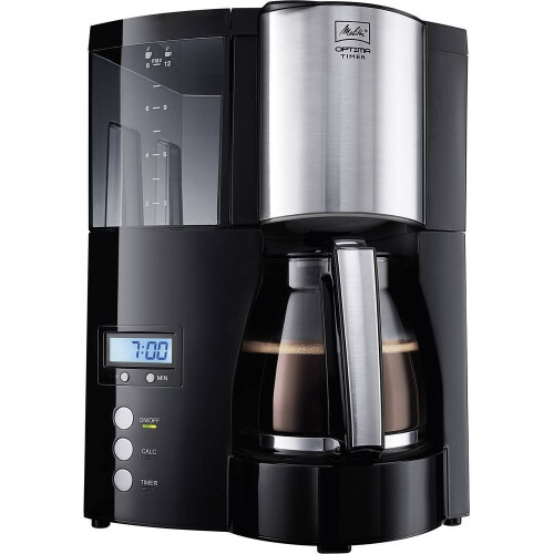 Melitta Melitta Filter Coffee Maker with Glass Pourer, Hot Hold and Timer Function, Optima Timer, Black, 100801