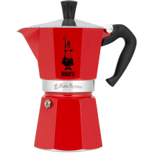 Bialetti - Moka Color: iconic stovetop espresso maker, made real Italian coffee, 3-cup (130 ml) Moka pot, aluminum, Red, 30 x 20 x 15 cm