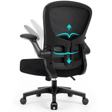 Durrafy Ergonomic Mesh Office Desk Chair with 90 Flip-up Arms, Adjustable Lumbar Support, 130 Tilt and 360 Swivel