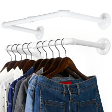 WEBI Wall Mounted Clothes Rail,Clothing Rack Wall Mount,51cm Industrial Pipe Clothes Rack for Hanging Clothes,Heavy Duty Garment Rack Bar Retail