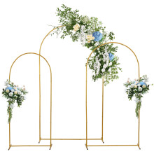 Metal Arch Backdrop Stand Set of 3, 7.2/6.6/5.9Ft Gold Wedding Arches Stand for Ceremony