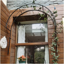 Garden Arch Trellis for Climbing Plants Rose Vines Wall Mounted Semi-Circular Rose Arch Metal Garden Arbour Pergola Archway for Window Doors Entrances