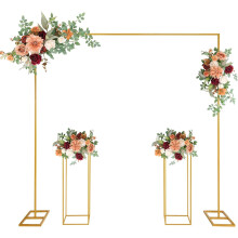 MYOYAY Wedding Arch Backdrop Stand Square 7.2 x 7.2 FT Wedding Arches for Ceremony Metal Balloon Arch Frame with Flower Stand for Wedding Birthday