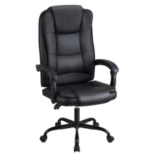 T-THREE.High-back ergonomic office swivel chair, executive seat with tilt function, PU leather gaming chair, supports up to 150kg(Black)