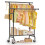 EAGMAK Double Clothes Rail on Wheels Load 120 KG, with Storage Shelf, Black 1