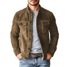 Vintage Heren Truckerjas van Suède, Lichtgewicht Imitatieleer, Casual Western Blazer, Sportjas Bruin XXXL