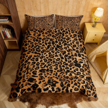 Loussiesd Black Brown Leopard Bedding Set Double Size Animal Print Duvet Cover Set for Kids Boys Girls Women Cheetah Duvet Cover with 2 Pillowcases