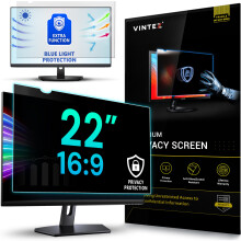 VINTEZ 22 Inch 16:9 Privacy Screen for Computer Monitor and Laptop - Anti Glare Protector Film Blue Light Filter Eye Protection