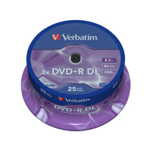 Verbatim 43757 DVD+R 8x DL Matt Silver 25 pack