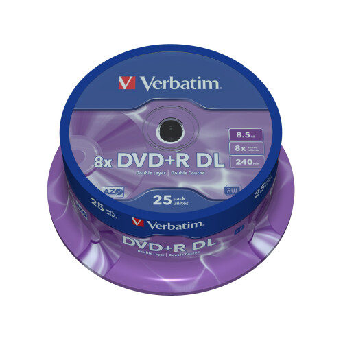 Verbatim Verbatim 43757 DVD+R 8x DL Matt Silver 25 pack