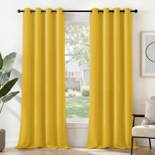 Deconovo Thermal Insulated Eyelet Blackout Curtains for Bedroom 66 x 72 Inch Mellow Yellow 2 Panels