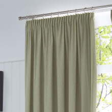 Fusion Sage Green Blackout Pencil Pleat Curtains – Pair W66 x L72" (168 x 183cm) – Thermal Light-Blocking Drapes for Bedroom or Living Room