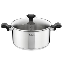 Tefal Comfort Max 24cm Stainless Steel Stewpot, Durable Casserole Dish with Glass Lid, Induction Compatible, Ergonomic Stay-Cool Handles, C9734604