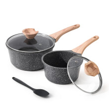 Kordisen Sauce Pan Set with Lid, 16cm+20cm Non Stick Small Pot with Granite Coating, 2-Piece Cookware Set, PFOA/PFOS Free