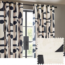 furn. Hoem Carro Abstract 100% Cotton Lined Curtains – Dusk (Pair – 229cm Width x 229cm Drop)