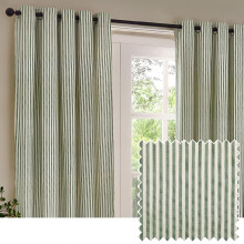 Yard furn Hebden Eyelet Curtain Pair – Ultra Soft Cotton Lined Striped Curtains (Forest - 168x229cm)
