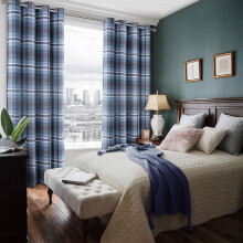 always4u 100% Blackout Tartan Curtains Highland Check Eyelet Curtain Woolen Look Plaid Brushed Cheque Pair of Window Treatment for Bedroom Living