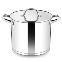 Herogo 10L Stock Pot, Stainless Steel Soup Pot with Clear Visible Lid, 24cm Induction Stockpot for Soup, Tri-Ply Bottom for All Stoves