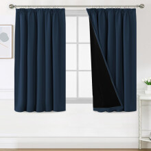 H.Versailtex 100% Blackout Curtains for Bedroom, Pencil Pleat Black Out Living Room Curtains Super Soft Thermal Insulated Curtain Pair Panel with