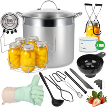 HOMKULA Stainless Steel Canning Pot with Rack and Lid, Large Water Bath Canner, Full Home Canning Supplies Starter Kit
