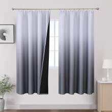 VEHEDE Ombre Grey and White Pencil Pleat Curtain, 72 Inch Long Thermal Insulated Full Blackout Curtains for Living Room