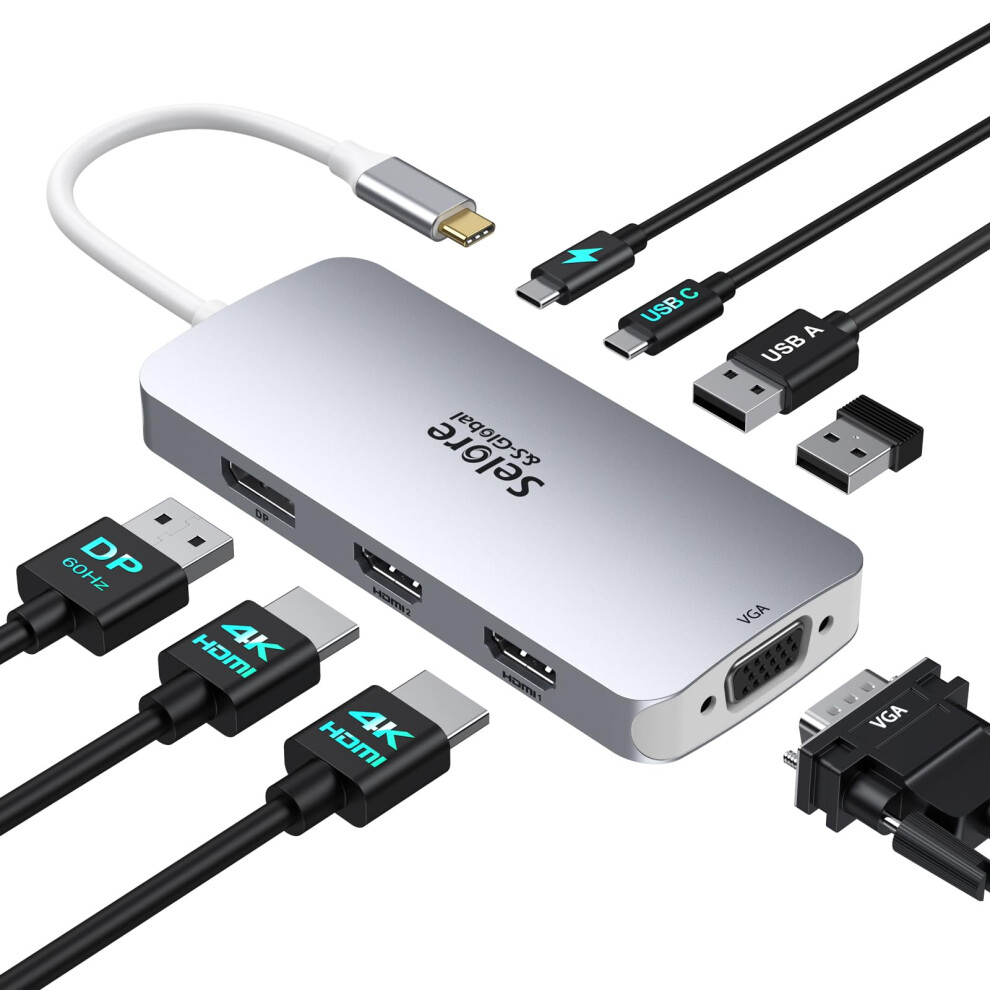 Usb C Docking Station Dual Monitor 2 Hdmi Multi Monitor Laptop Dock Usb C To Quad Monitor Usbc Hub Multiport Adapter With 2 Hdmi Dp Vga Pd 100W Usb 5051227937155