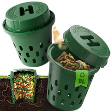 2Pcs Underground Worm Farm 8L with Lid,PVC Compost Bin with Ventilation Hole,Organic Wormery Starter Kit for Soil Improvement in Plants,Worm