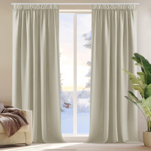 Deconovo Home Decorative Beige Pencil Pleat Curtains Thermal Insulated Blackout Curtains for Dinning Room Light Beige W55x102L Inch 1 Pair