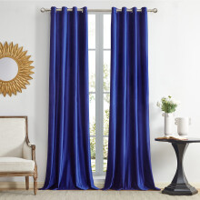 GIGIZAZA Decorative Velvet Curtains 46 x 72 Inch(Width x Length), 2 Panels Navy Blue Living Room Eyelet Grommet Blackout Curtains Thermal Insulated