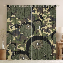 Loussiesd Camouflage Curtains Military Parachute Window Curtains for Bedroom Living Room for Kids Boys Girls Camo Window Drapes Army Green Black