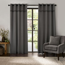 Catherine Lansfield Melville 66x90 Inch Lined Eyelet Curtains Two Panels Grey