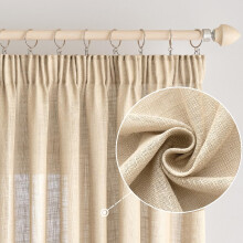 EMEMA Linen Curtain Curtains with Drawstring Linen Curtain Modern Look Semi-Transparent for Living Room Decorative Scarf Kitchen Curtains Tie Scarf