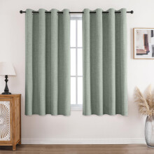 CUCRAF 100% Blackout Curtains Grayish green 54 Inch Drop 2 Panels Soft Texture Energy Saving Sun Blocking Thermal Eyelet Curtains for Bedroom Living