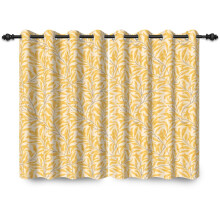ggaimwf 135x245cm Leaf Blackout Curtain Yellow Plants Floral Seamless Pattern Eyelet Drapes Blackout Thermal Insulated Grommet Window Treatments for