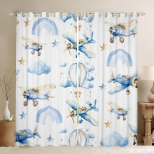 feelingyou Boys Aircraft Curtains Kids/Adults Cartoon Plane Toddler Kids Curtain,Window Treatment Curtain for Boys Girls Room Decor,Watercolor Sky