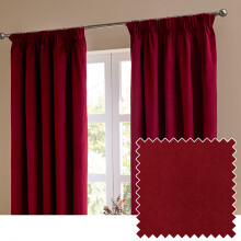 furn. The Ultimate Velvet Pencil Pleat Curtain Pair – Soft Stylish Room Darkening Matte Velvet Drapes (Burgundy - 229x229cm)