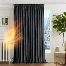 Deconovo Blackout Thermal Insulated Curtain,Velvet Curtain Pencil Pleat Panel Thermal Insulated, Soft Room Darkening Window for Bedroom