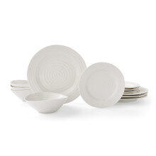 Portmeirion x Sophie Conran Porcelain Dinner Set for 4 – 12 Piece White Tableware with Plates, Bowls & Side Plates