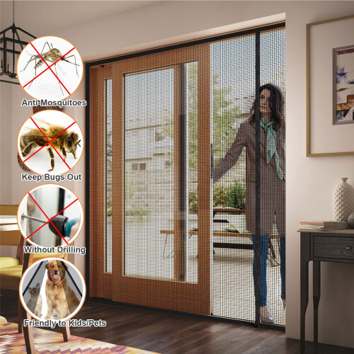 Risareyi Side Opening Magnetic Fly Screens for Doors 210x205cm, Black 1