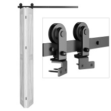 153 cm / 5 ft Bifold Sliding Door Fitting Sliding Door System Complete Set Runner Rail Wheels Set Black for 2 Wooden Doors 74 cm Top Mount T Wheel